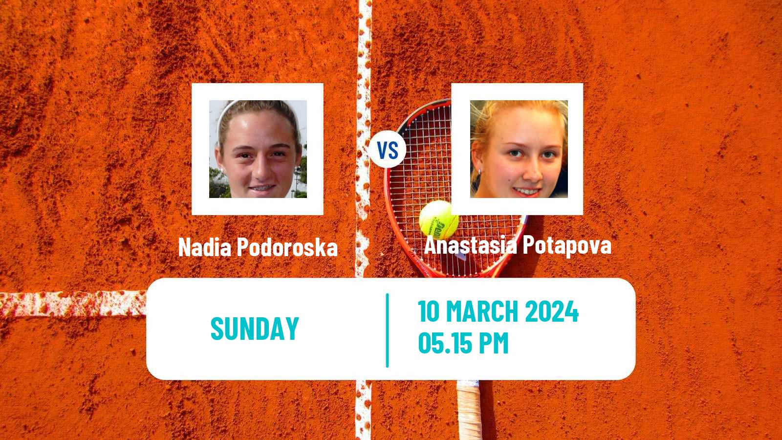 Tennis WTA Indian Wells Nadia Podoroska - Anastasia Potapova