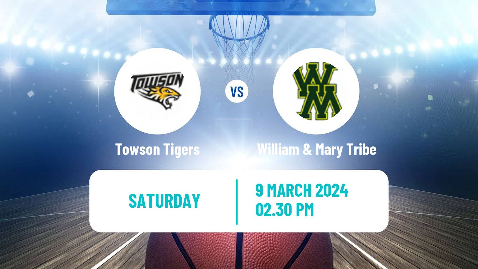 Basketball NCAA College Basketball Towson Tigers - William & Mary Tribe