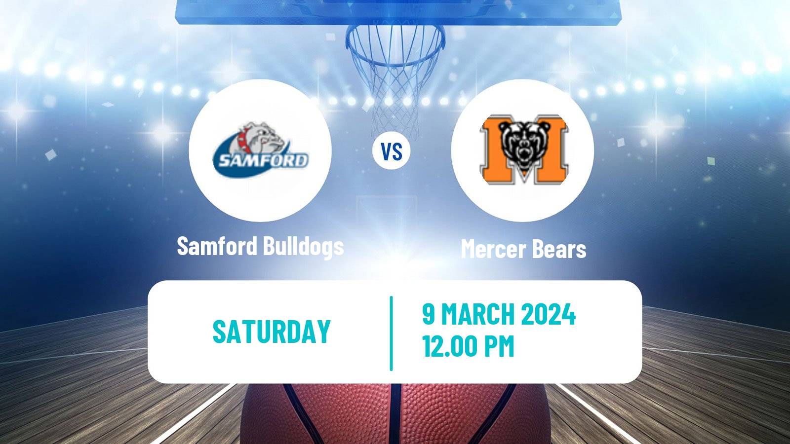 Basketball NCAA College Basketball Samford Bulldogs - Mercer Bears