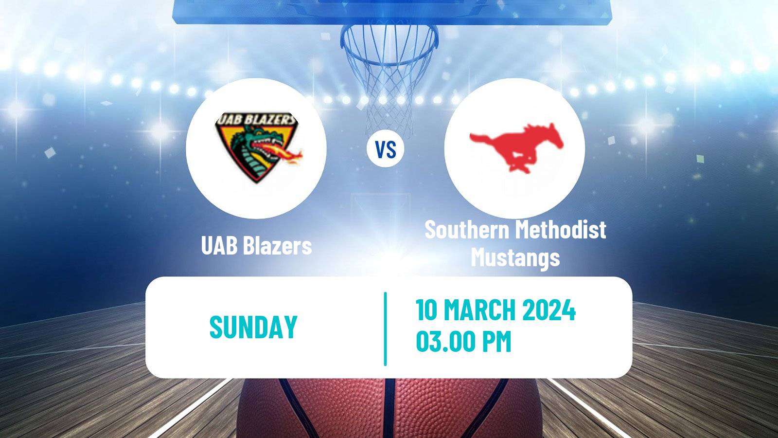 Basketball NCAA College Basketball UAB Blazers - Southern Methodist Mustangs