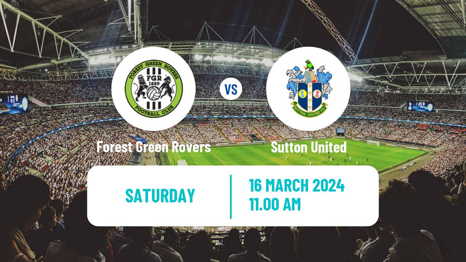 Soccer English League Two Forest Green Rovers - Sutton United
