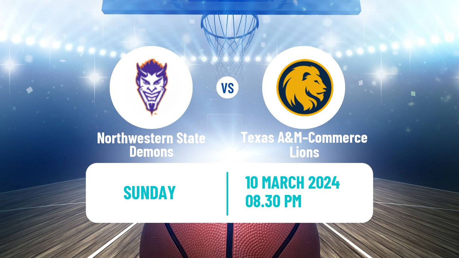 Basketball NCAA College Basketball Northwestern State Demons - Texas A&M–Commerce Lions