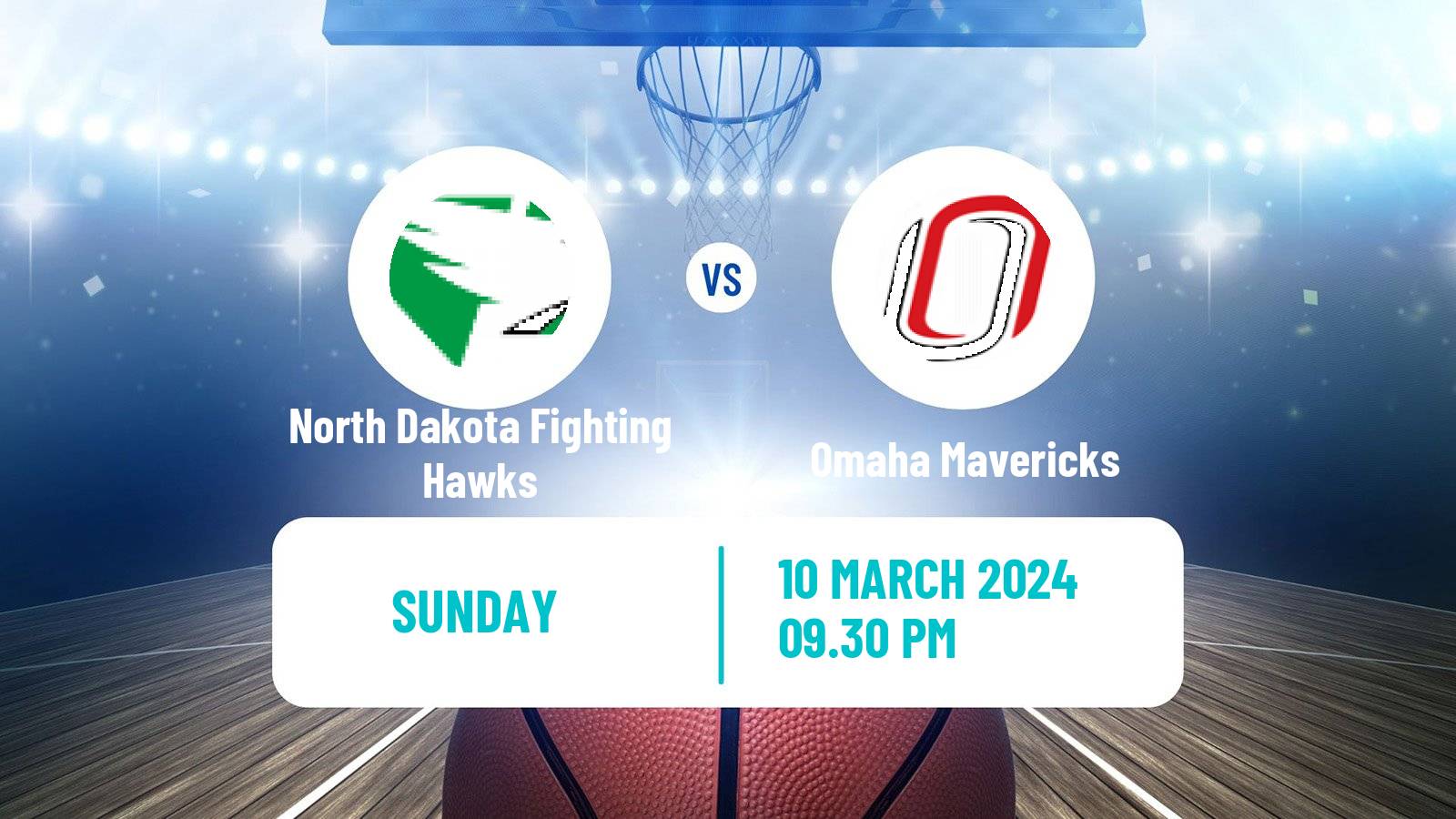 Basketball NCAA College Basketball North Dakota Fighting Hawks - Omaha Mavericks
