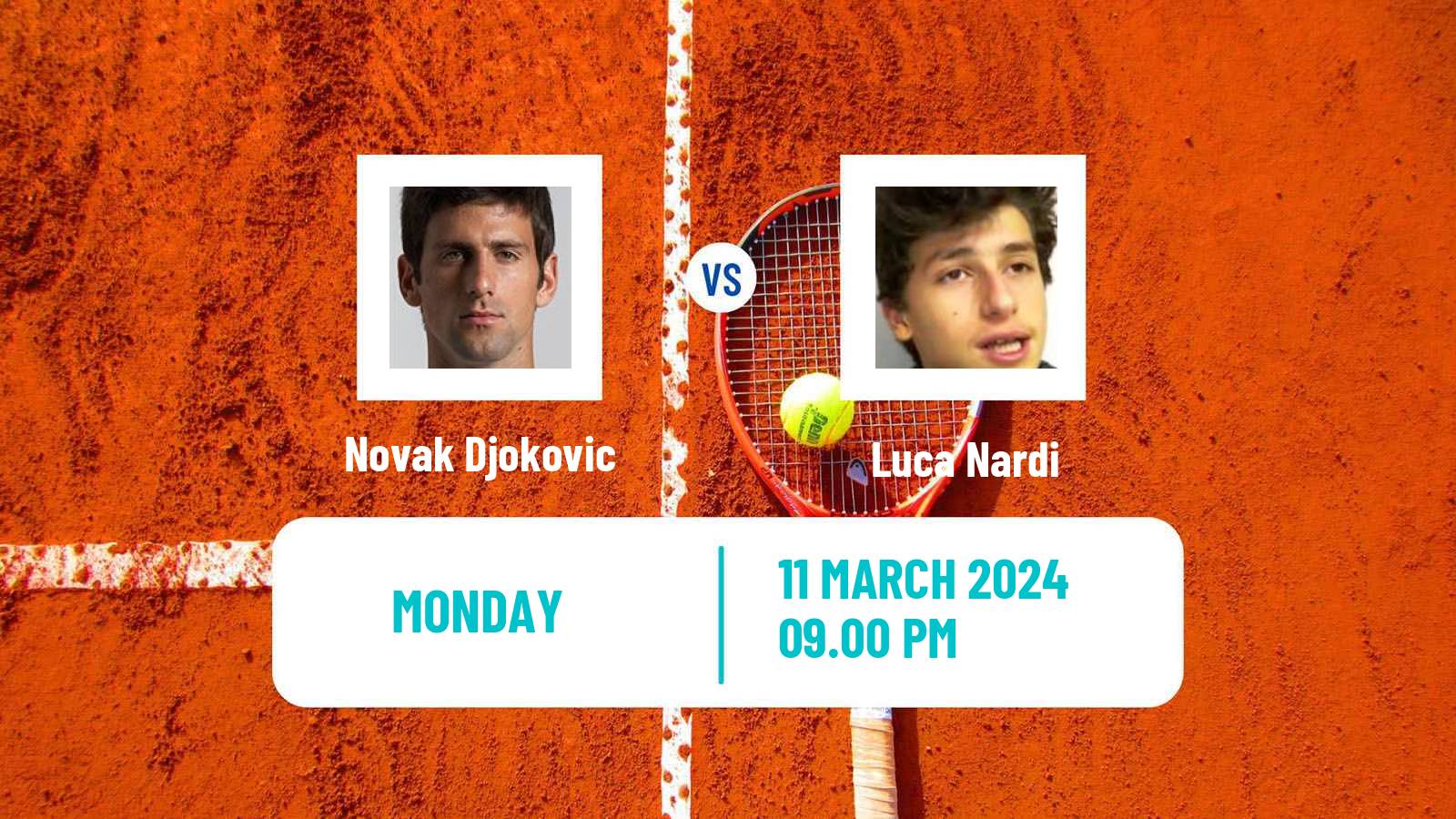 Tennis ATP Indian Wells Novak Djokovic - Luca Nardi