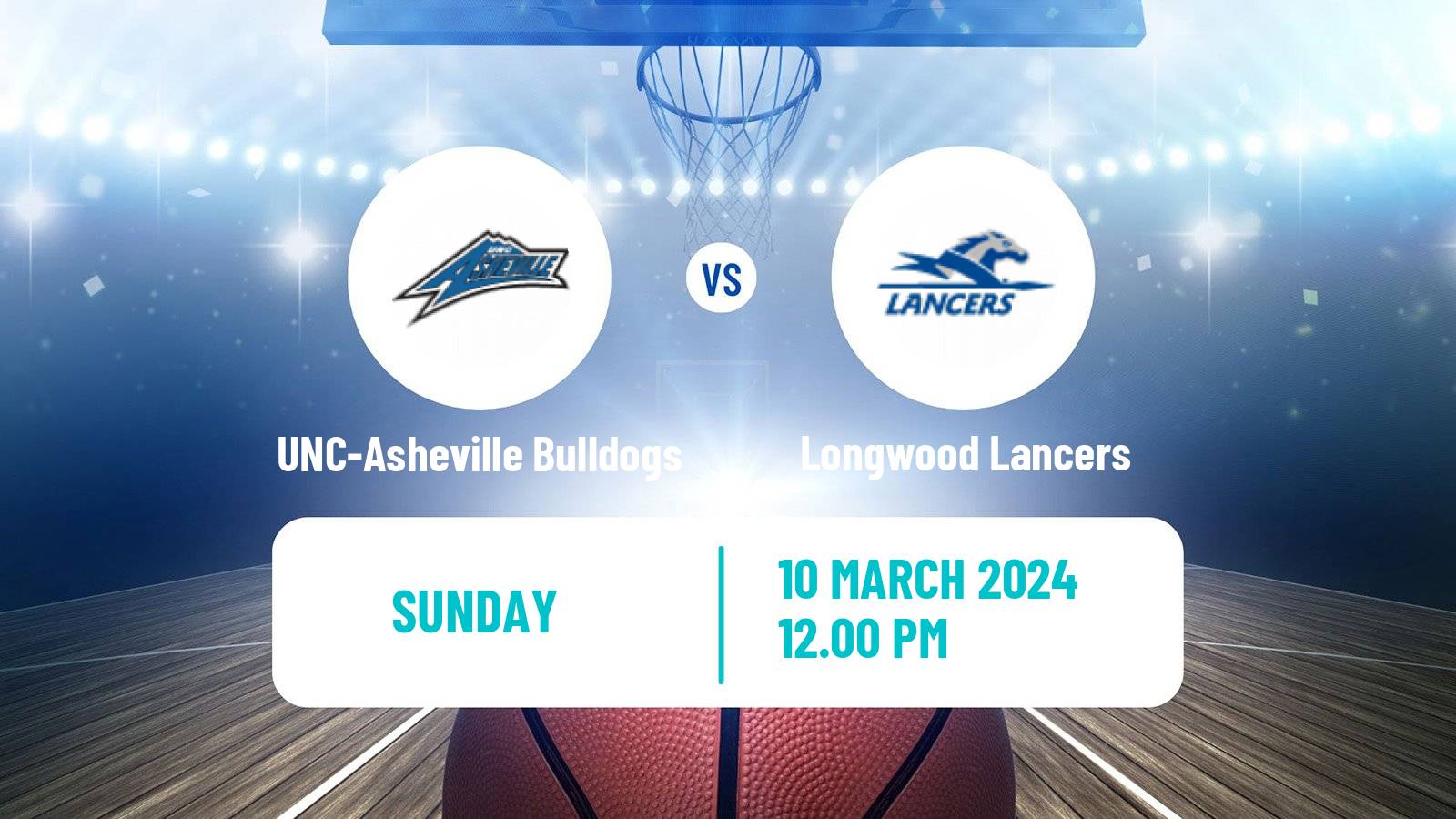 Basketball NCAA College Basketball UNC-Asheville Bulldogs - Longwood Lancers