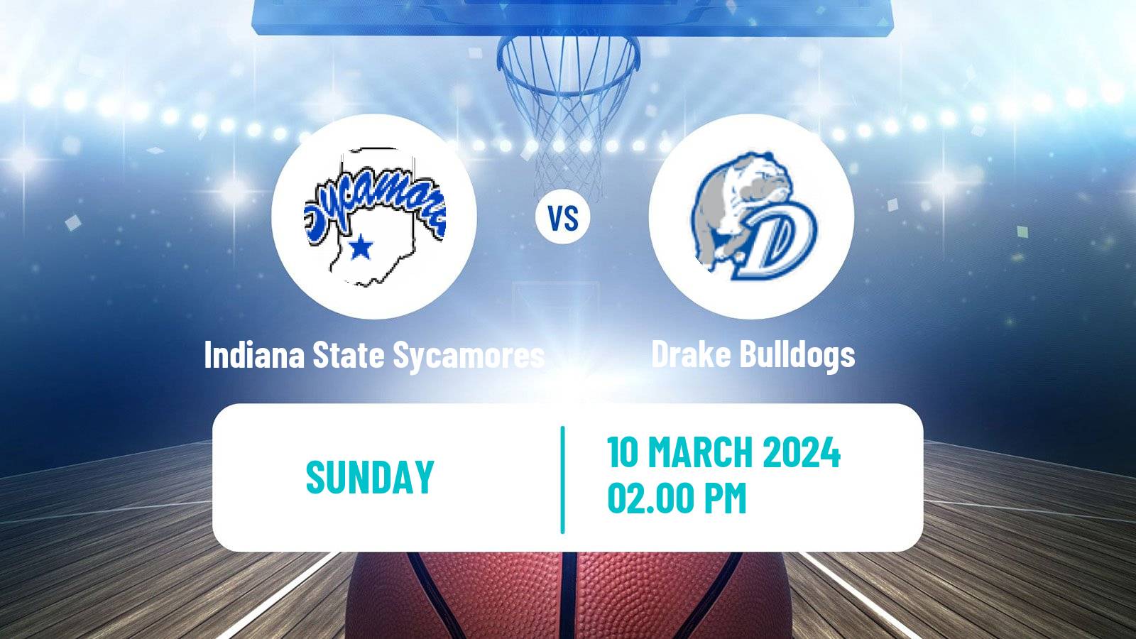 Basketball NCAA College Basketball Indiana State Sycamores - Drake Bulldogs