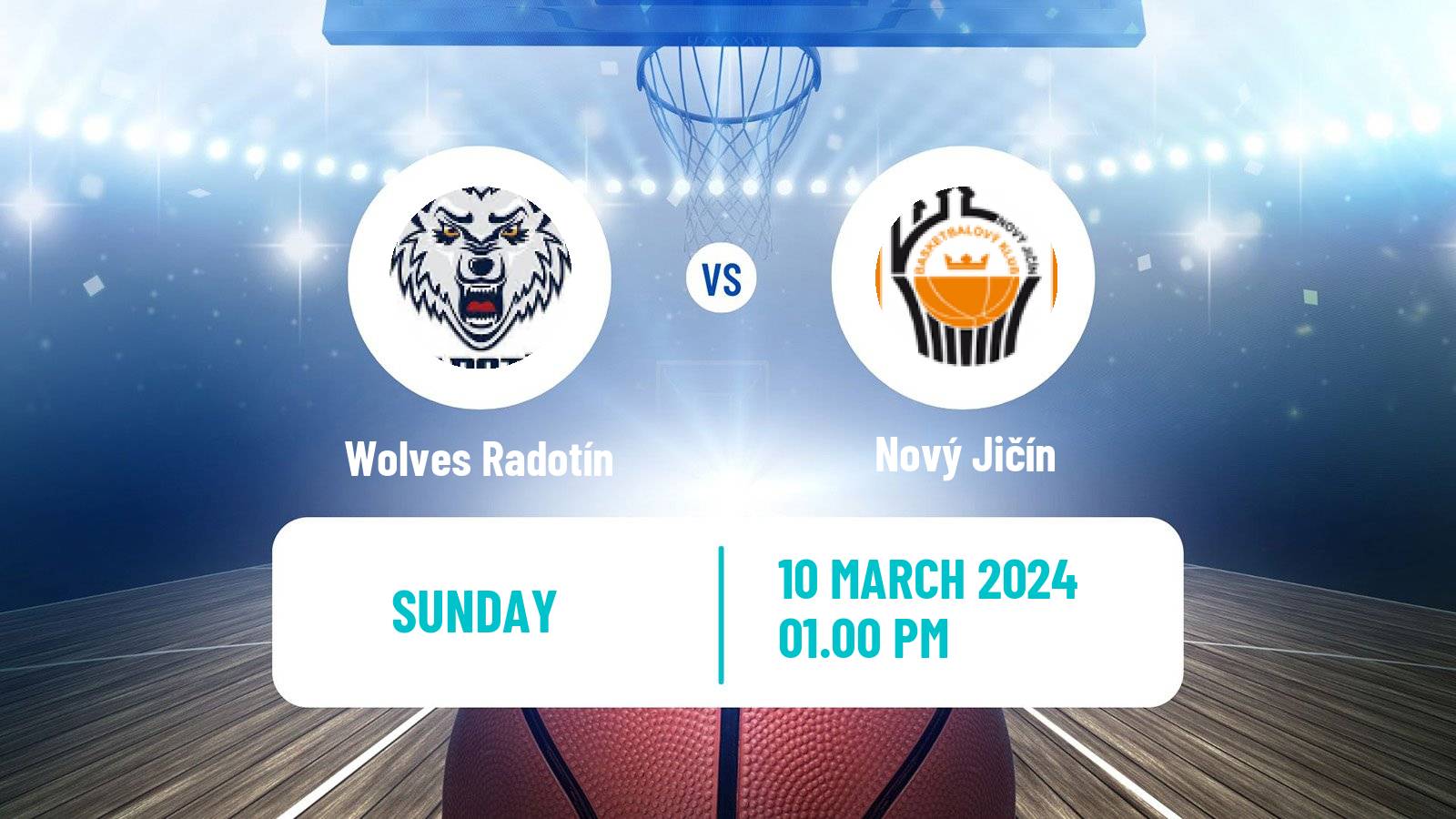 Basketball Czech 1 Liga Basketball Wolves Radotín - Nový Jičín