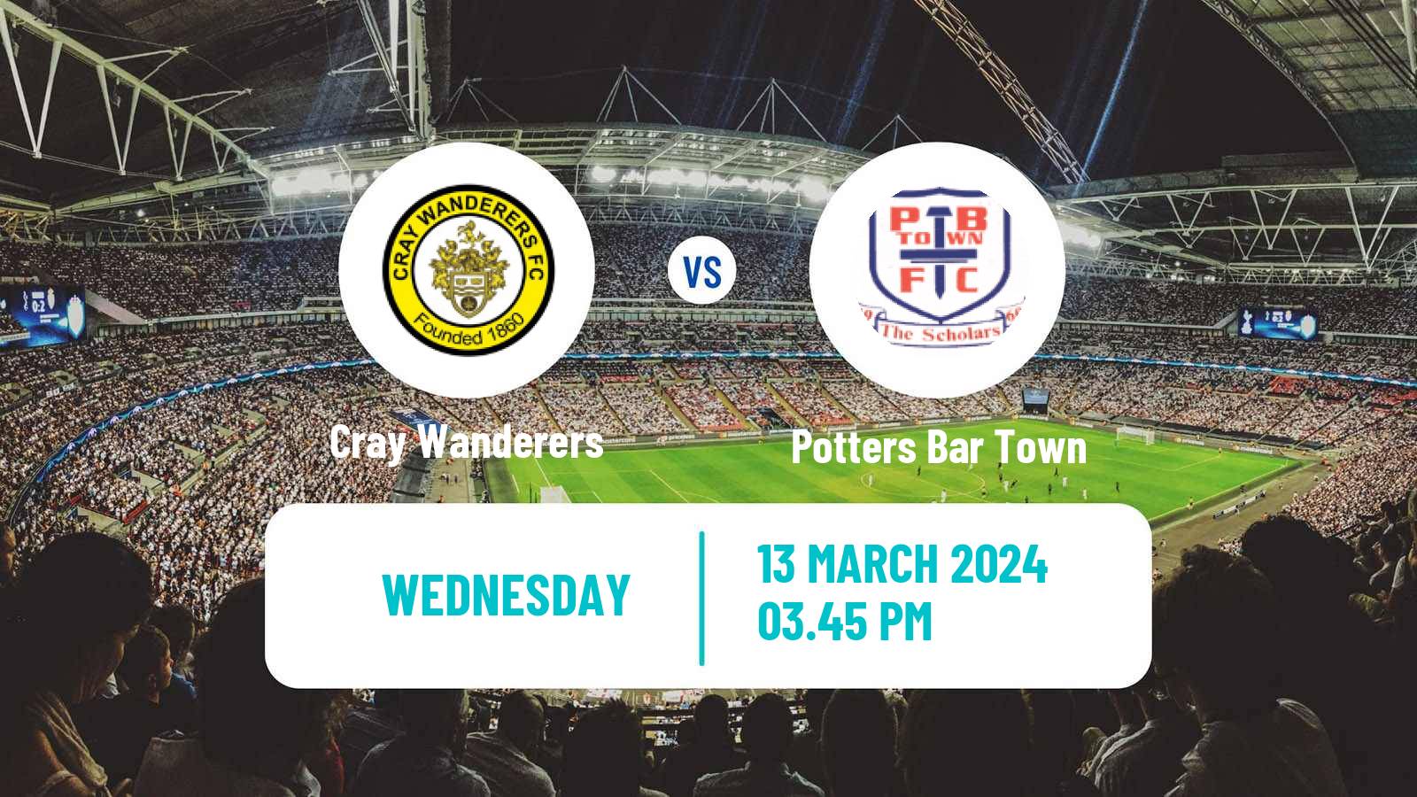 Soccer English Isthmian League Premier Division Cray Wanderers - Potters Bar Town