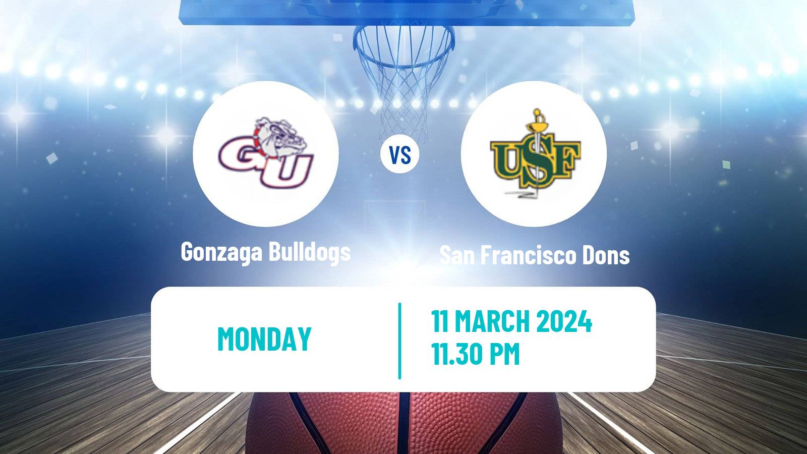 Basketball NCAA College Basketball Gonzaga Bulldogs - San Francisco Dons