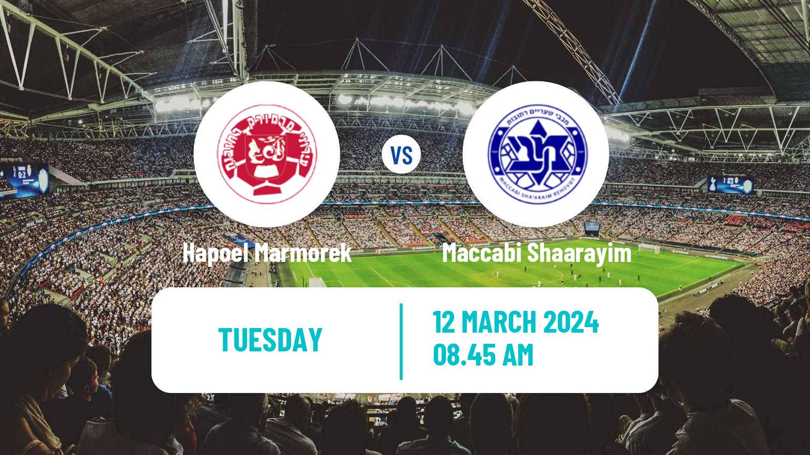 Soccer Israeli Liga Alef South Hapoel Marmorek - Maccabi Shaarayim