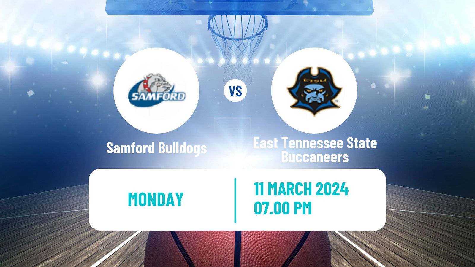 Basketball NCAA College Basketball Samford Bulldogs - East Tennessee State Buccaneers