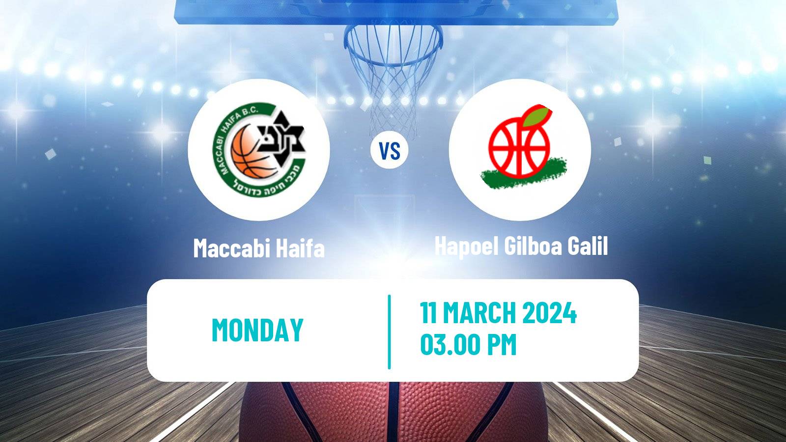 Basketball Israeli Liga Leumit Basketball Maccabi Haifa - Hapoel Gilboa Galil