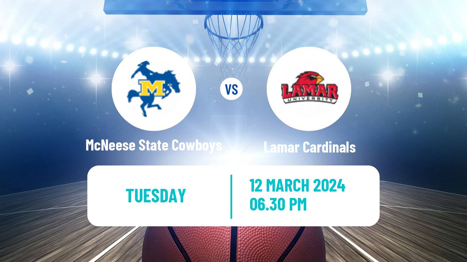 Basketball NCAA College Basketball McNeese State Cowboys - Lamar Cardinals