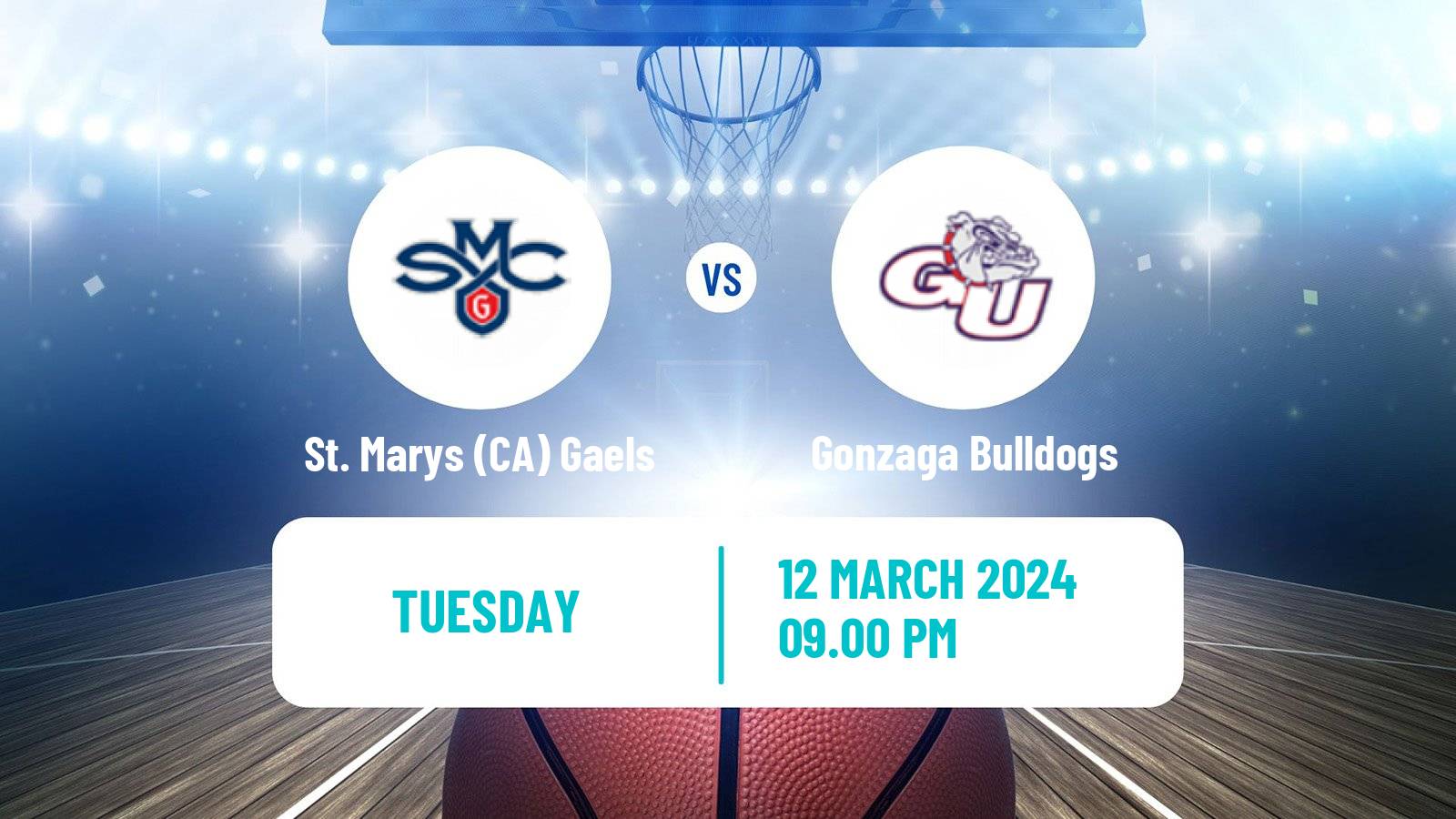 Basketball NCAA College Basketball St. Marys (CA) Gaels - Gonzaga Bulldogs