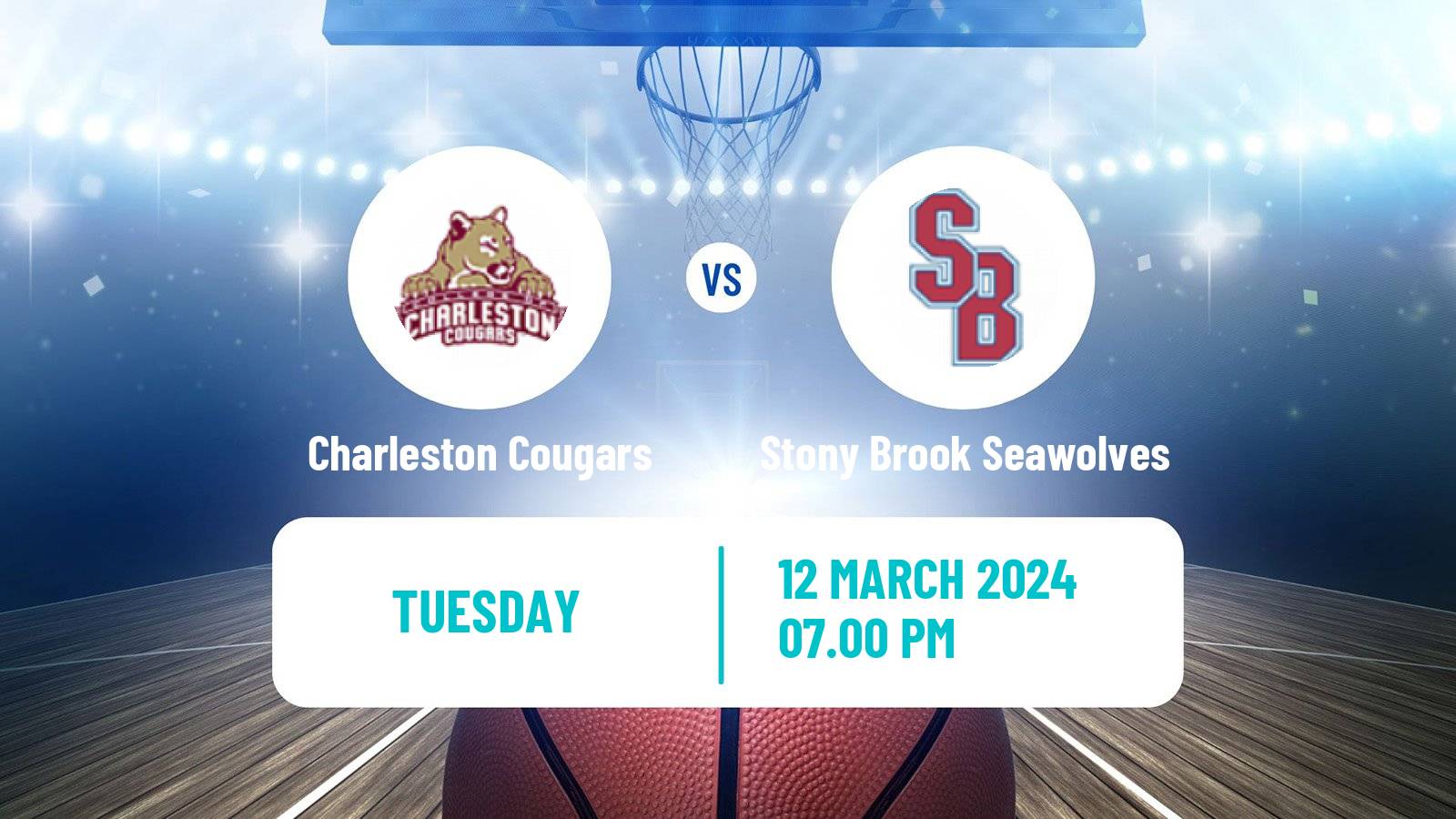 Basketball NCAA College Basketball Charleston Cougars - Stony Brook Seawolves