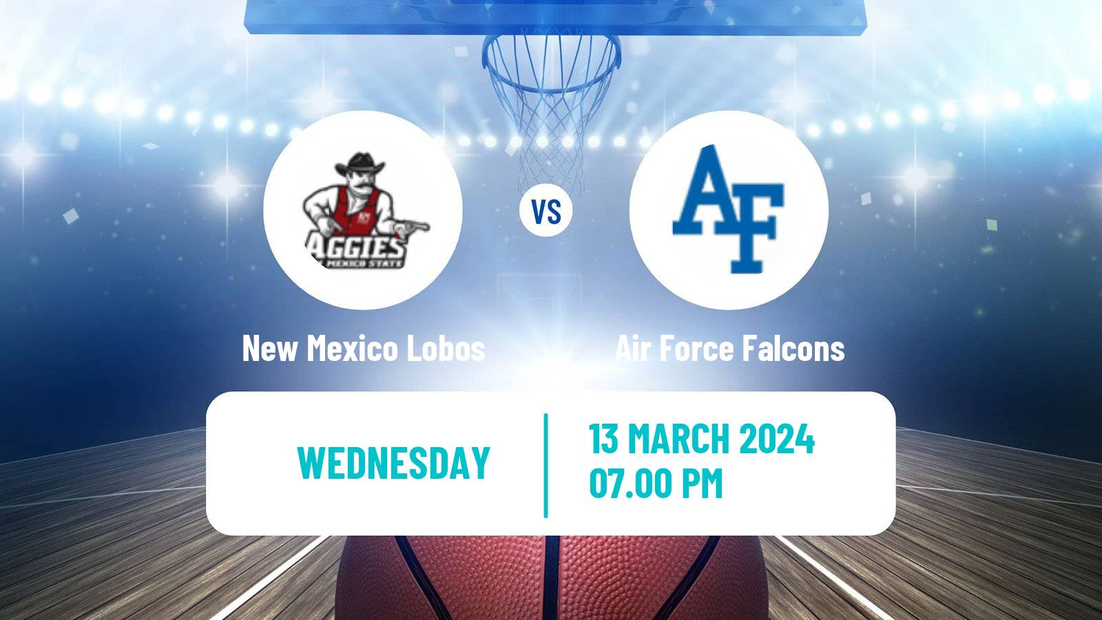 Basketball NCAA College Basketball New Mexico Lobos - Air Force Falcons