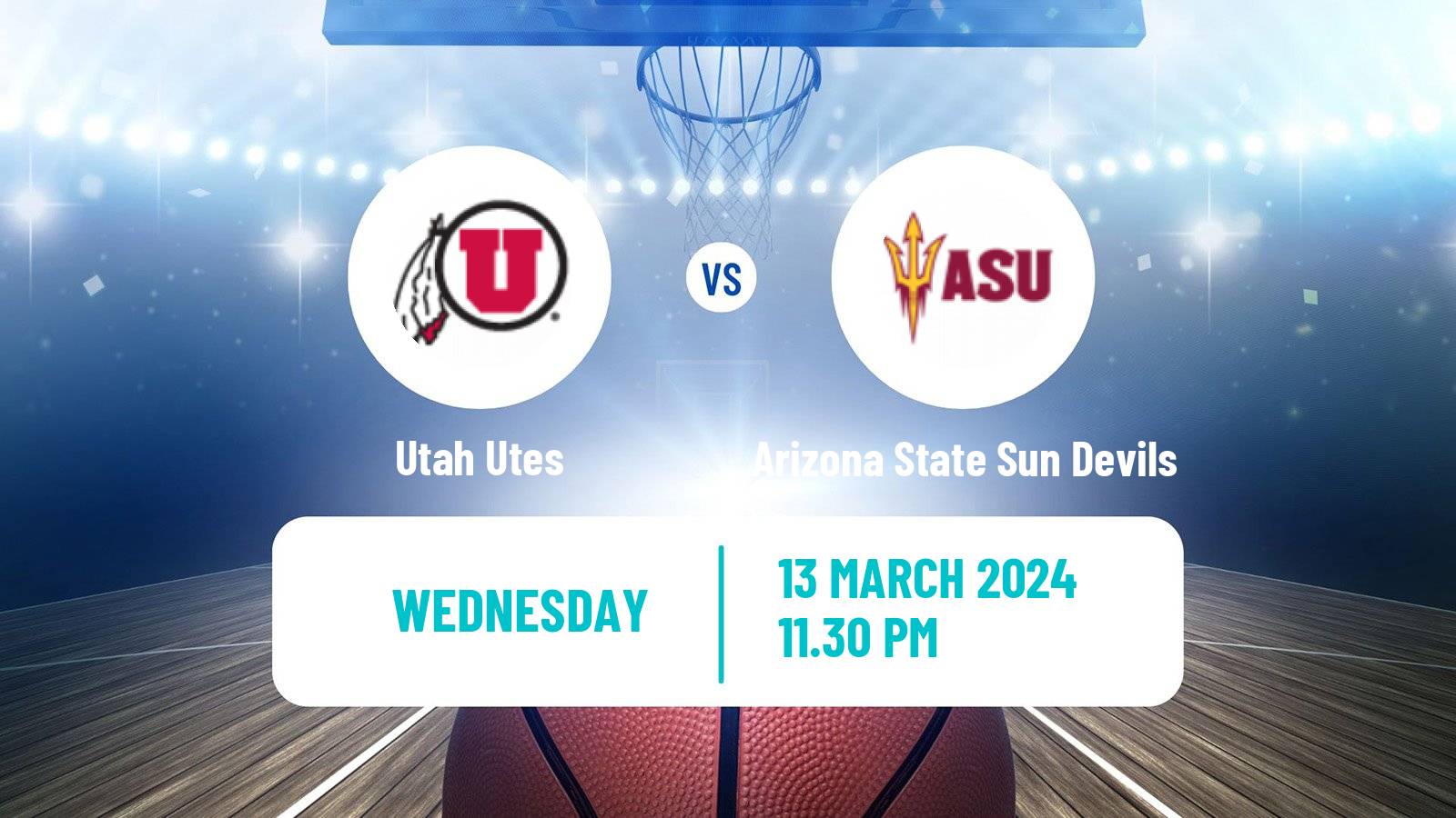 Basketball NCAA College Basketball Utah Utes - Arizona State Sun Devils