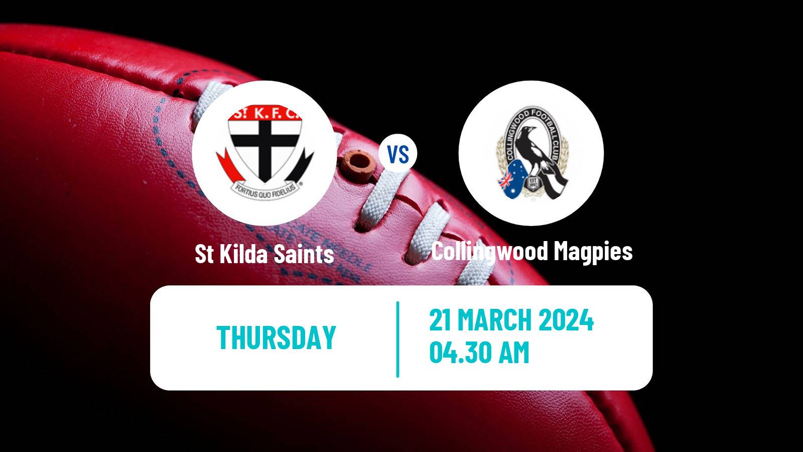 Aussie rules AFL St Kilda Saints - Collingwood Magpies