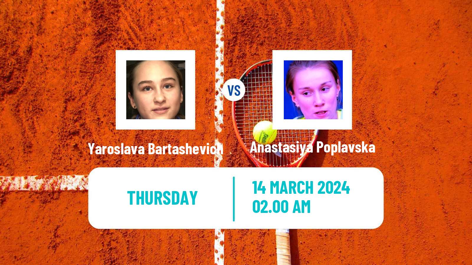 Tennis ITF W15 Karaganda 2 Women Yaroslava Bartashevich - Anastasiya Poplavska
