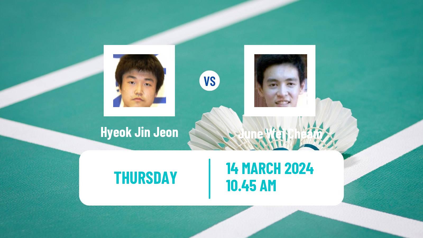 Badminton BWF World Tour Orleans Masters Men Hyeok Jin Jeon - June Wei Cheam