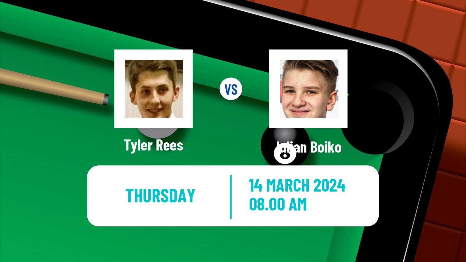 Snooker Q Tour Tyler Rees - Iulian Boiko