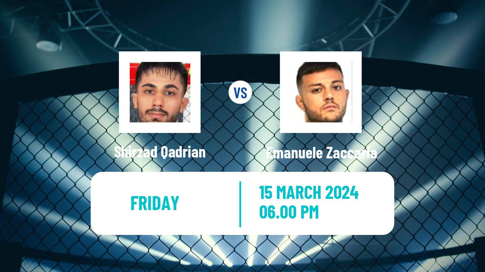MMA Bantamweight Cage Warriors Men Shirzad Qadrian - Emanuele Zaccaria