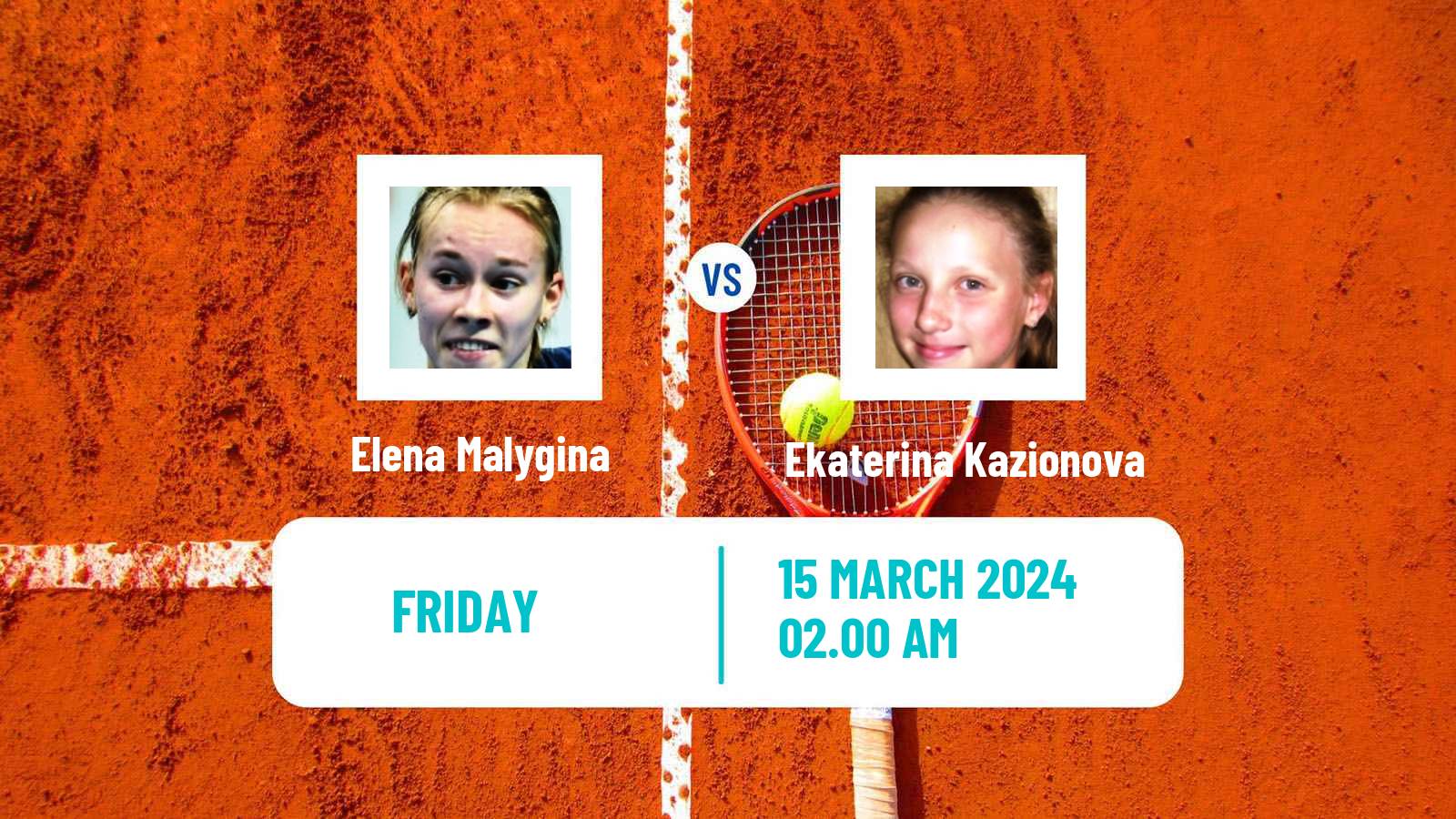 Tennis ITF W15 Karaganda 2 Women Elena Malygina - Ekaterina Kazionova