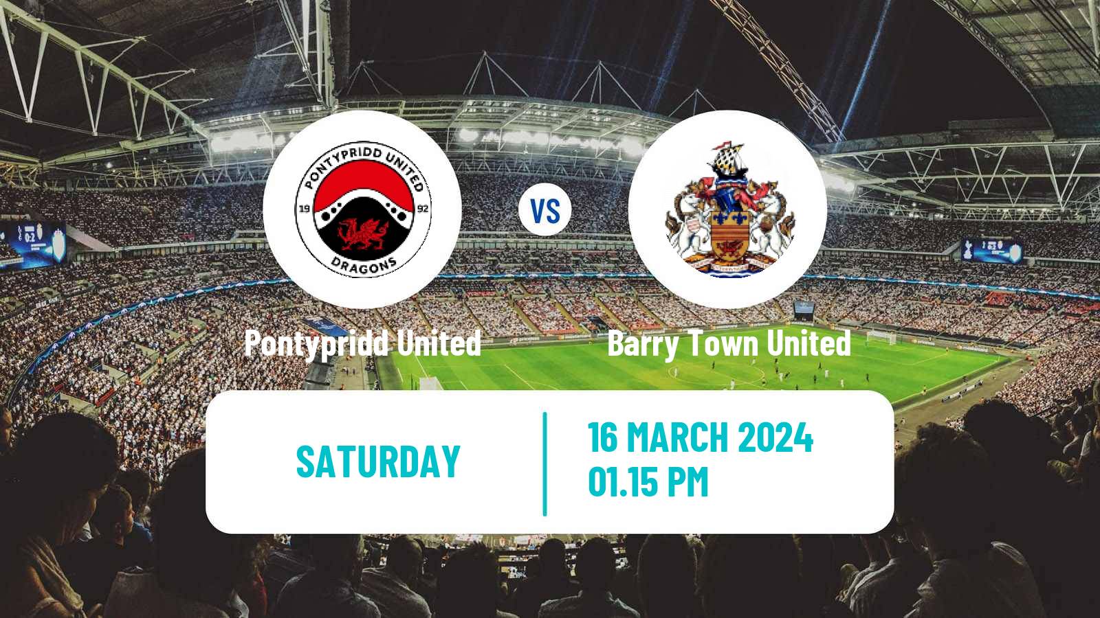 Soccer Welsh Cymru Premier Pontypridd United - Barry Town United