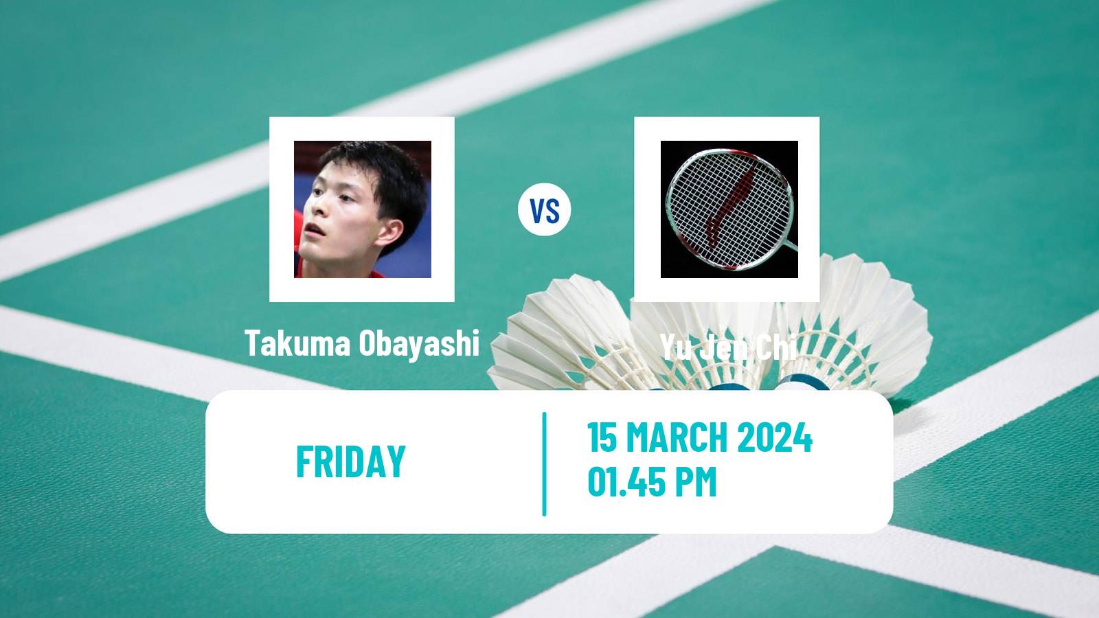Badminton BWF World Tour Orleans Masters Men Takuma Obayashi - Yu Jen Chi