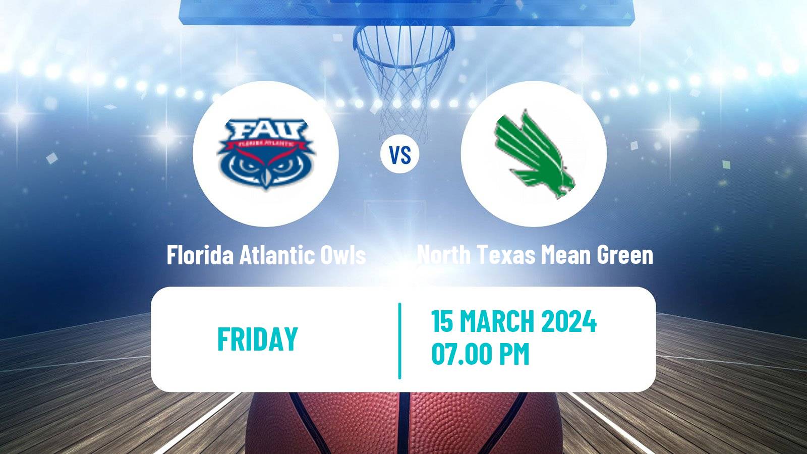Basketball NCAA College Basketball Florida Atlantic Owls - North Texas Mean Green