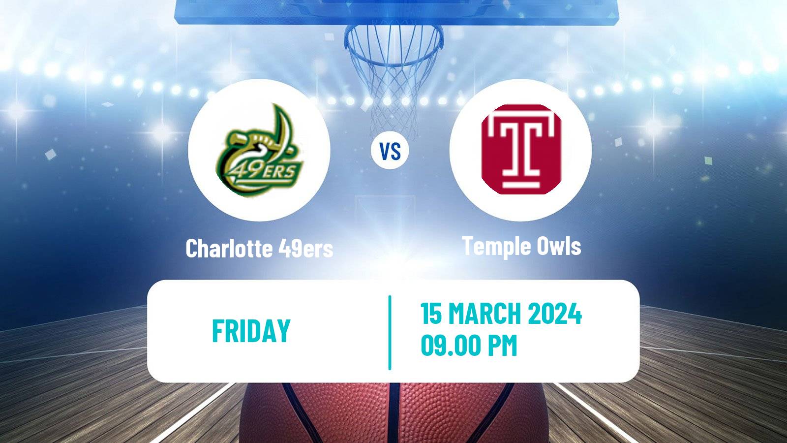 Basketball NCAA College Basketball Charlotte 49ers - Temple Owls