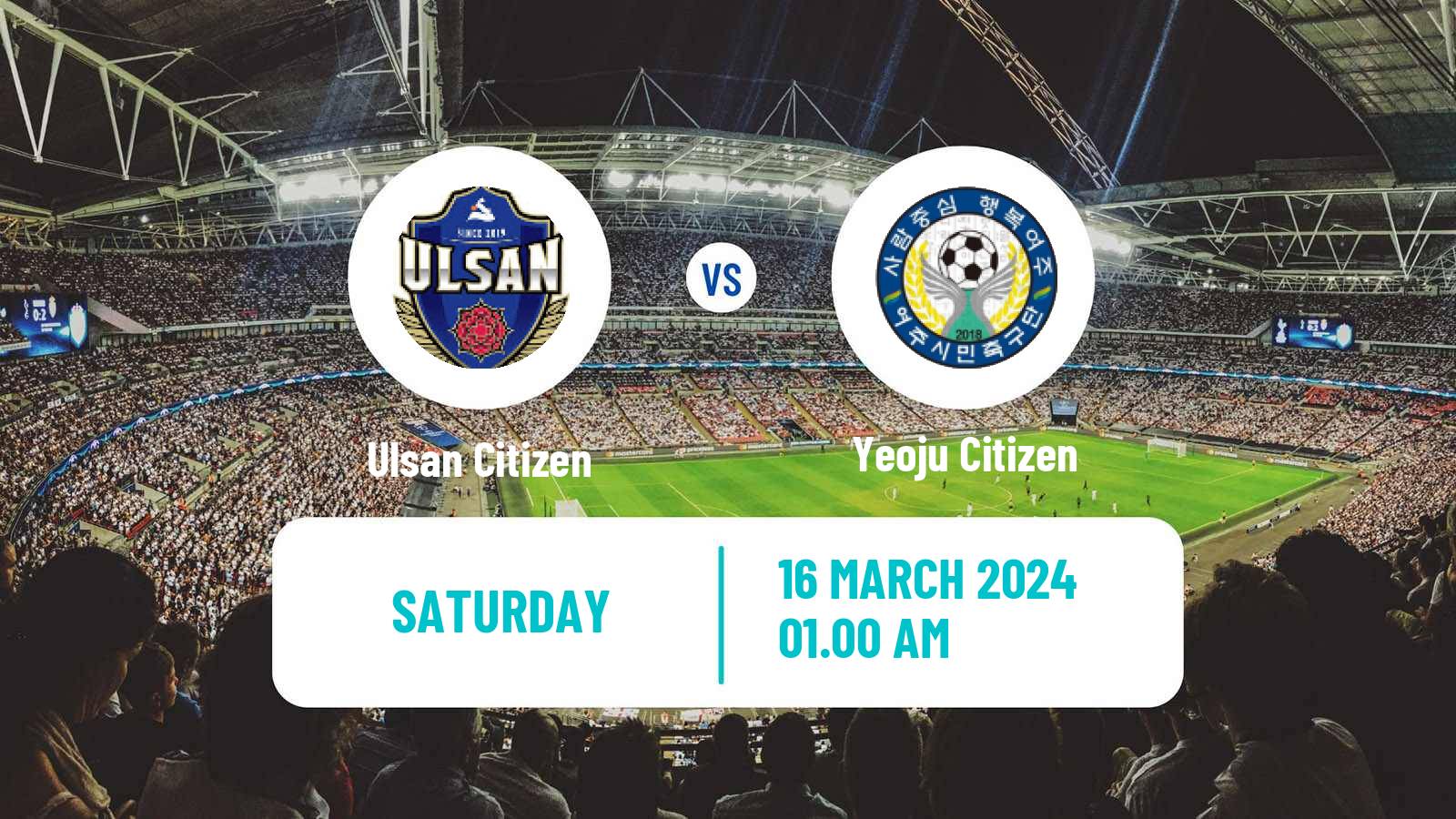 Soccer South Korean K3 League Ulsan Citizen - Yeoju Citizen