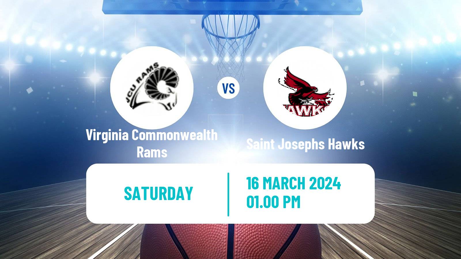 Basketball NCAA College Basketball Virginia Commonwealth Rams - Saint Josephs Hawks