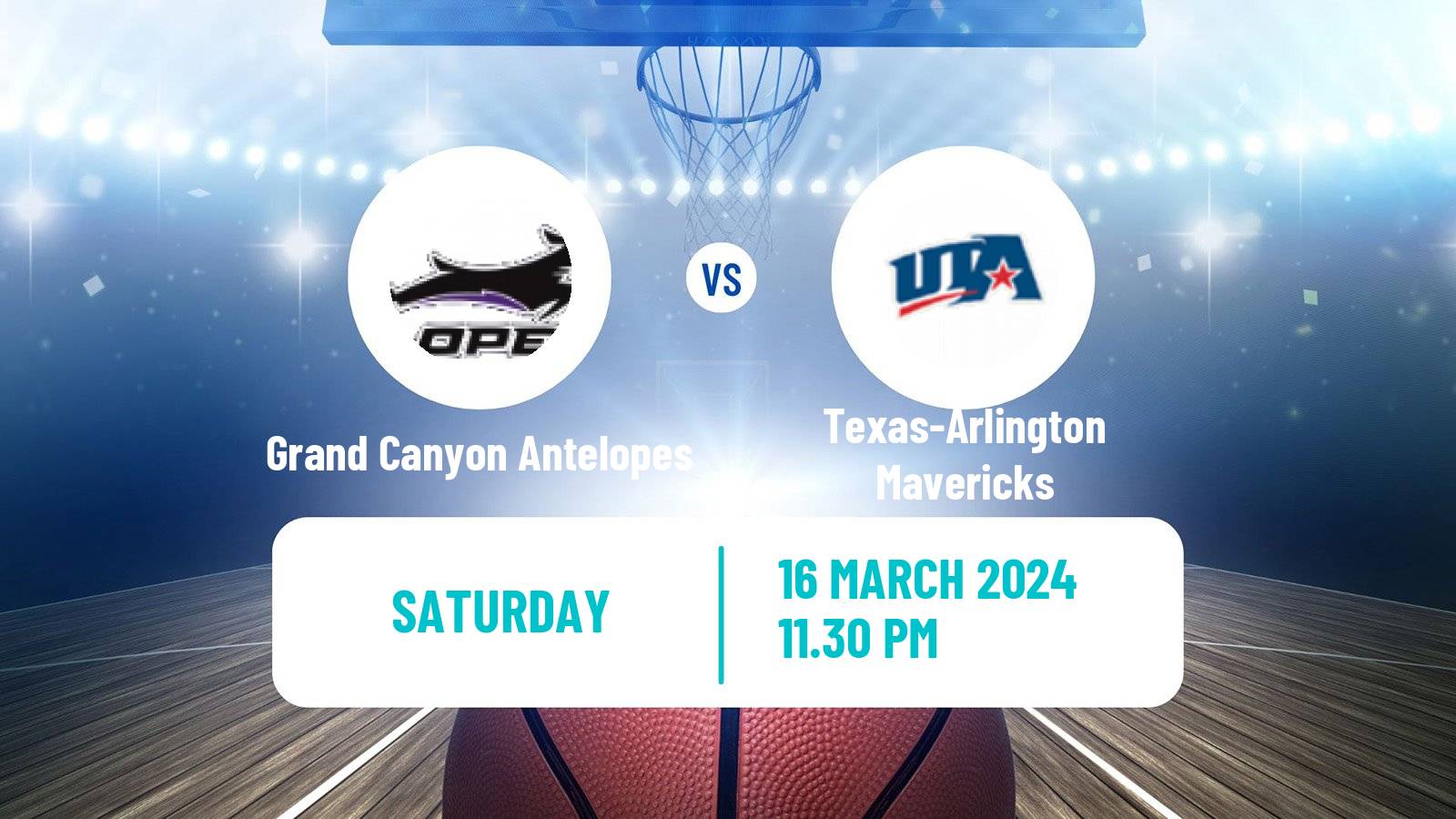 Basketball NCAA College Basketball Grand Canyon Antelopes - Texas-Arlington Mavericks