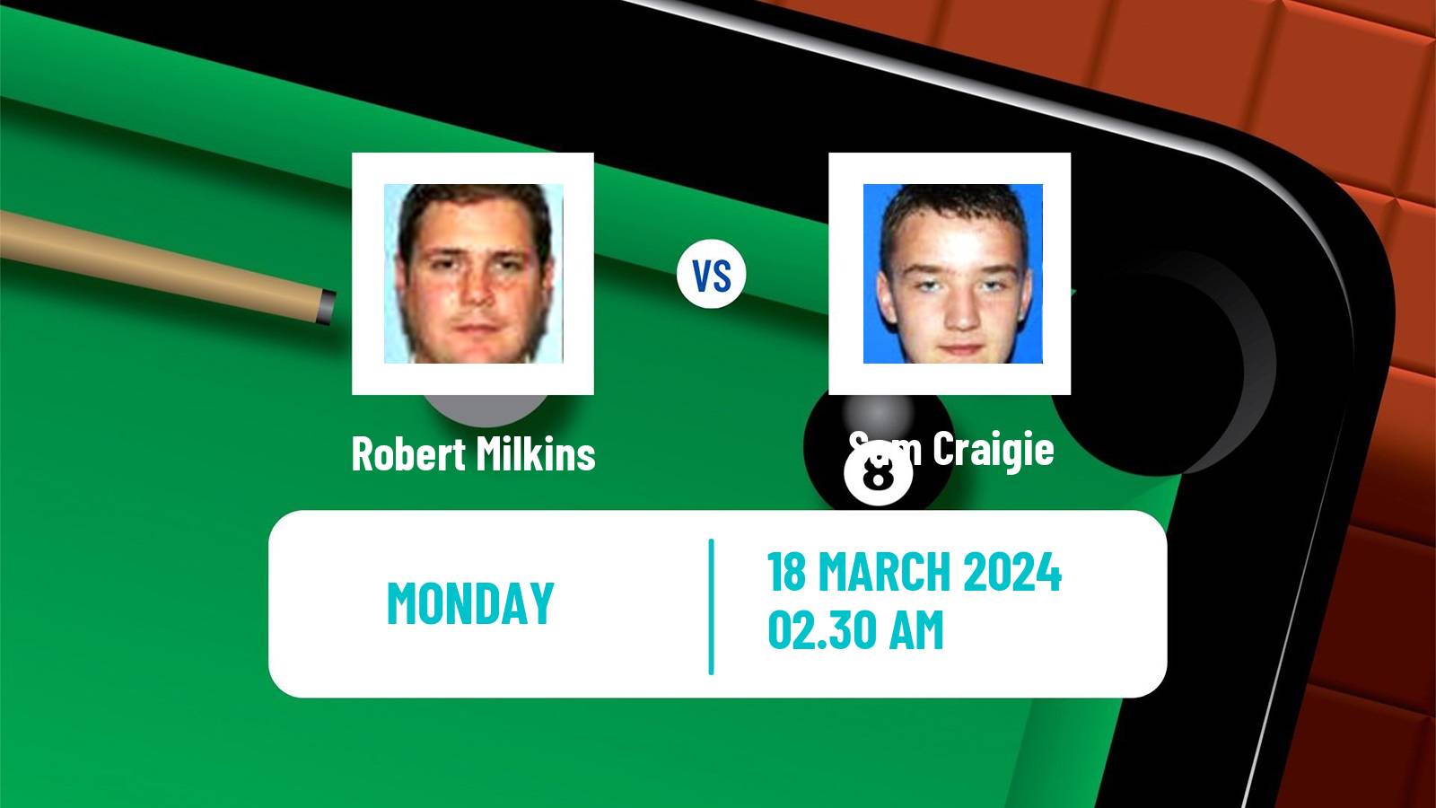 Snooker World Open Robert Milkins - Sam Craigie
