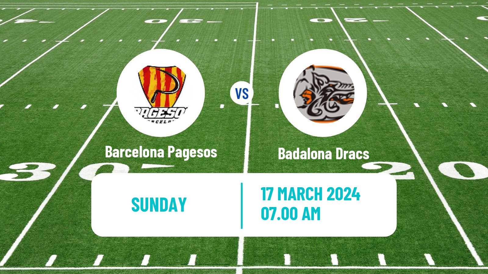 American football Spanish LNFA Serie A Barcelona Pagesos - Badalona Dracs