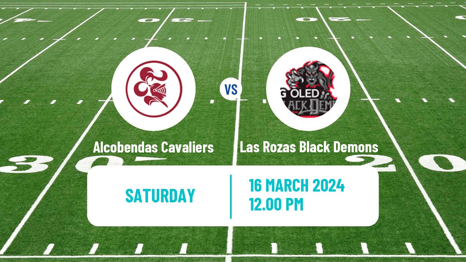 American football Spanish LNFA Serie A Alcobendas Cavaliers - Las Rozas Black Demons