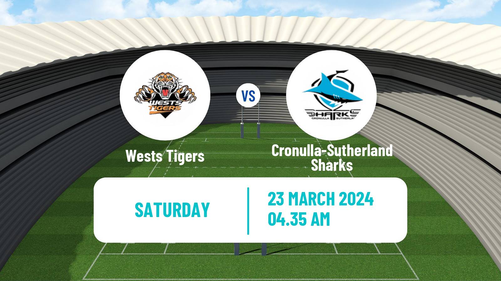 Rugby league Australian NRL Wests Tigers - Cronulla-Sutherland Sharks