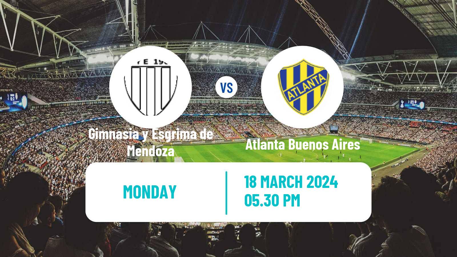 Soccer Argentinian Primera Nacional Gimnasia y Esgrima de Mendoza - Atlanta Buenos Aires