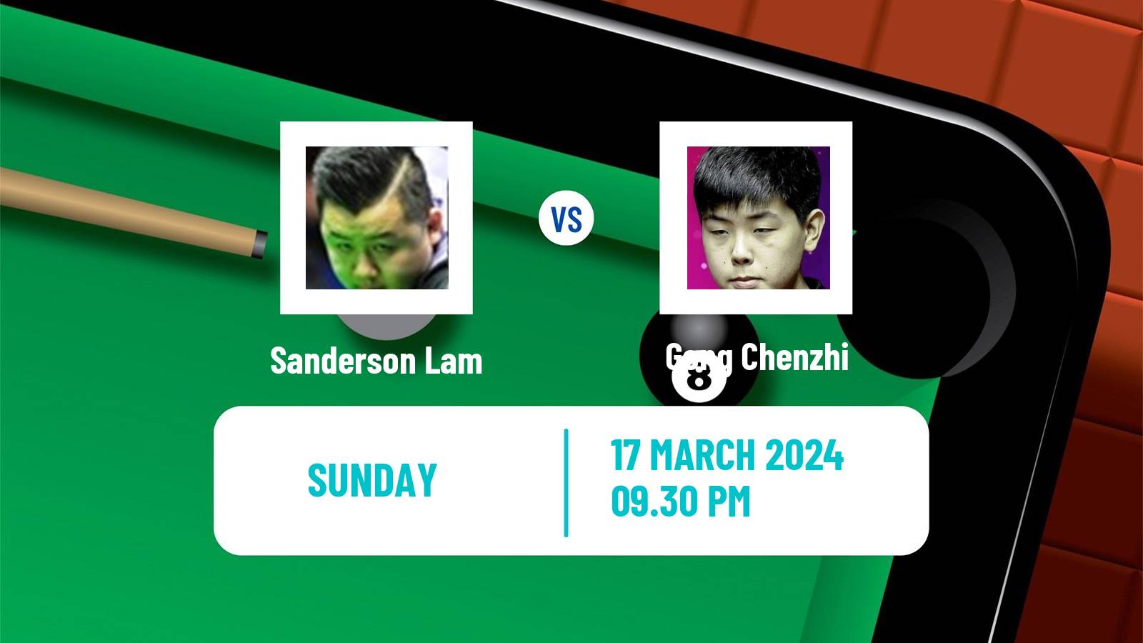 Snooker World Open Sanderson Lam - Gong Chenzhi