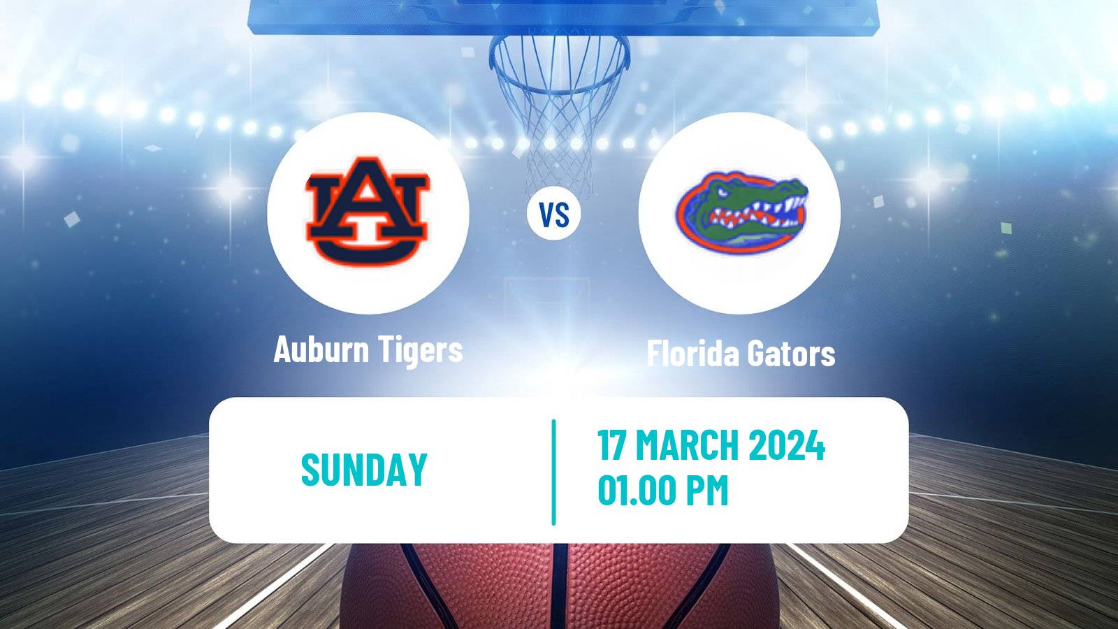 Basketball NCAA College Basketball Auburn Tigers - Florida Gators