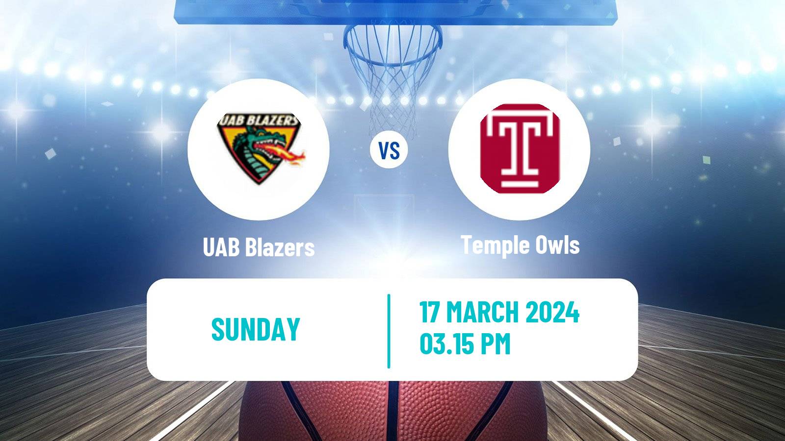 Basketball NCAA College Basketball UAB Blazers - Temple Owls