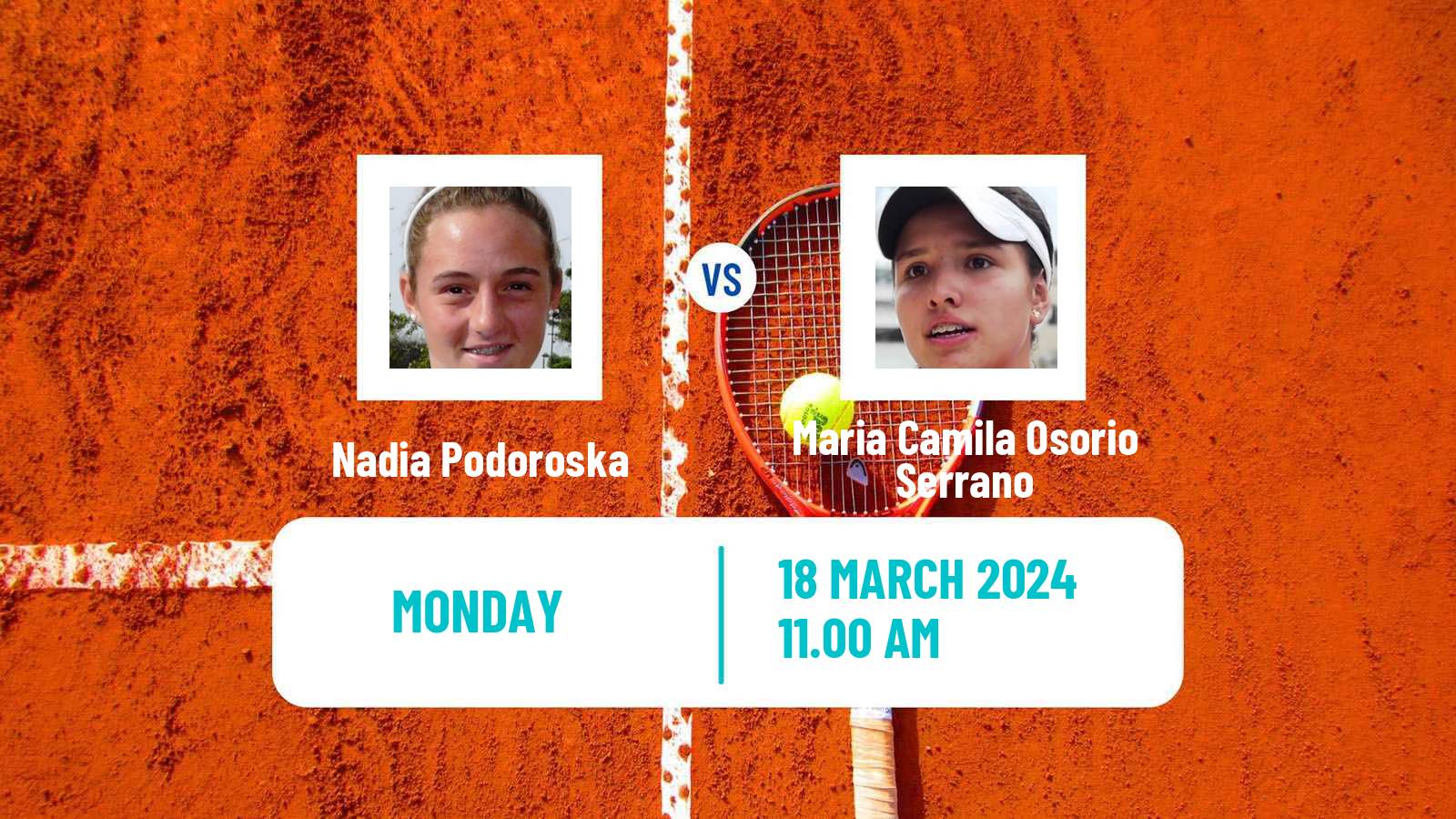 Tennis WTA Miami Nadia Podoroska - Maria Camila Osorio Serrano