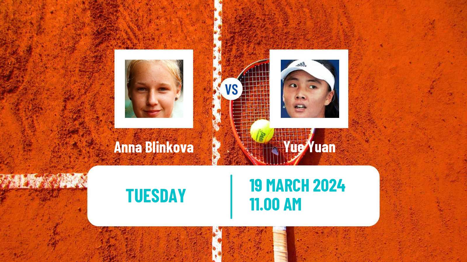 Tennis WTA Miami Anna Blinkova - Yue Yuan