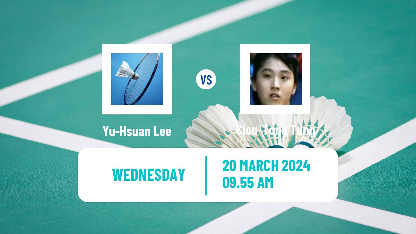 Badminton BWF World Tour China Masters Women Yu-Hsuan Lee - Ciou-Tong Tung