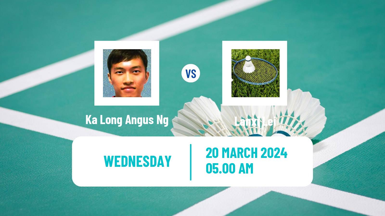 Badminton BWF World Tour Swiss Open Men Ka Long Angus Ng - Lanxi Lei
