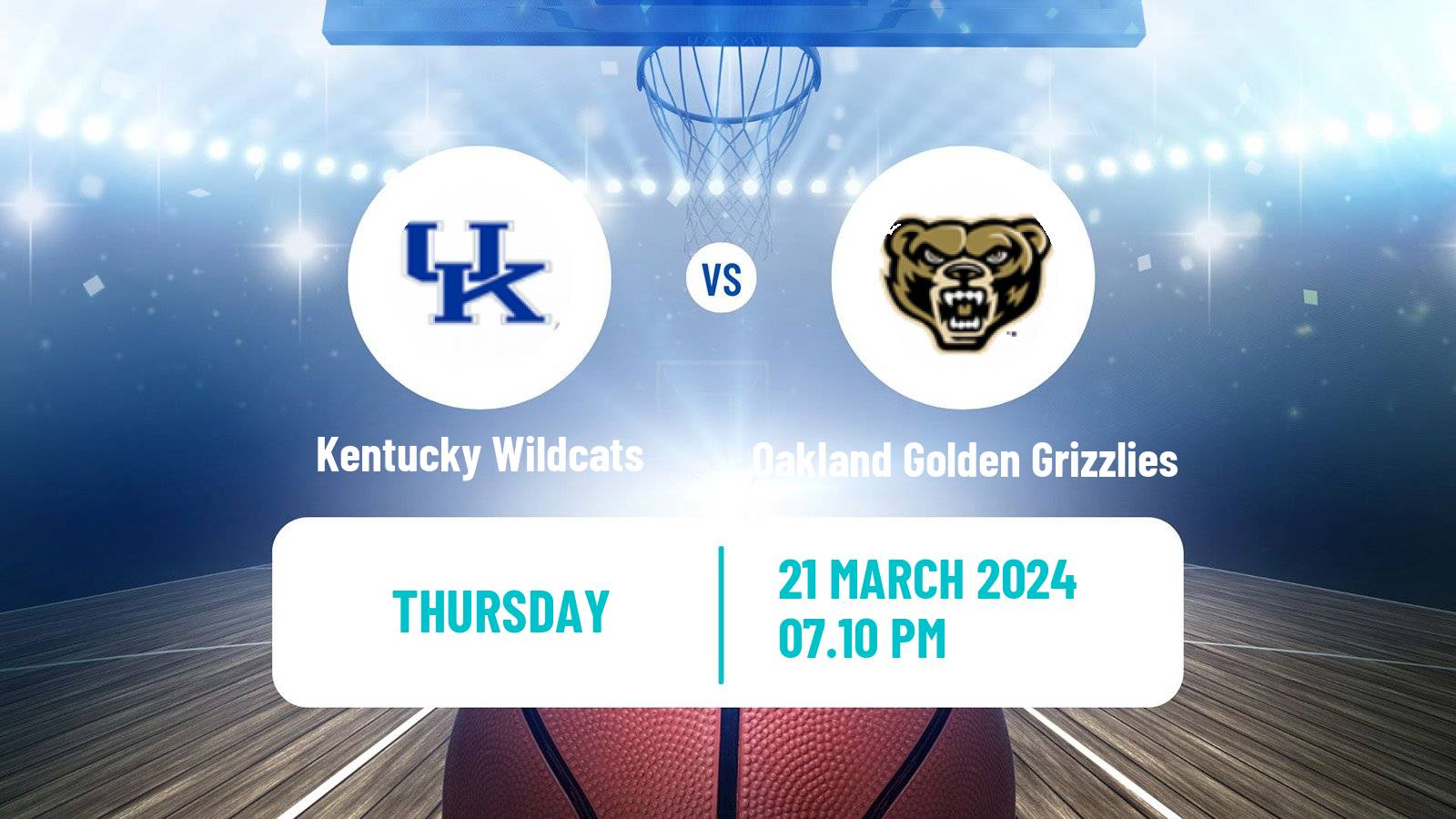 Basketball NCAA College Basketball Kentucky Wildcats - Oakland Golden Grizzlies