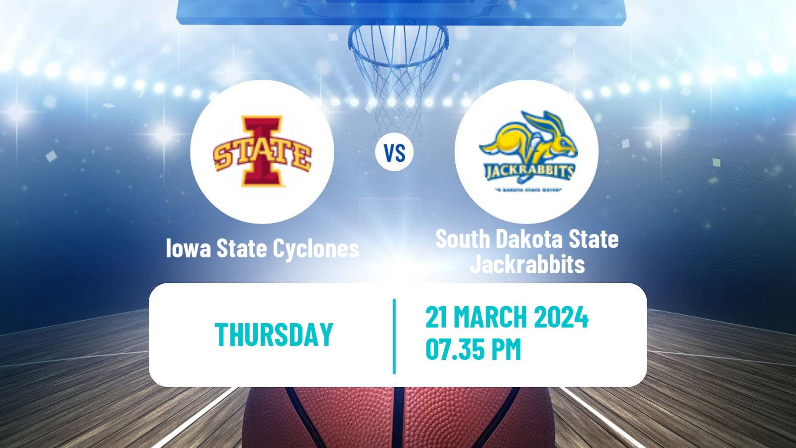 Basketball NCAA College Basketball Iowa State Cyclones - South Dakota State Jackrabbits