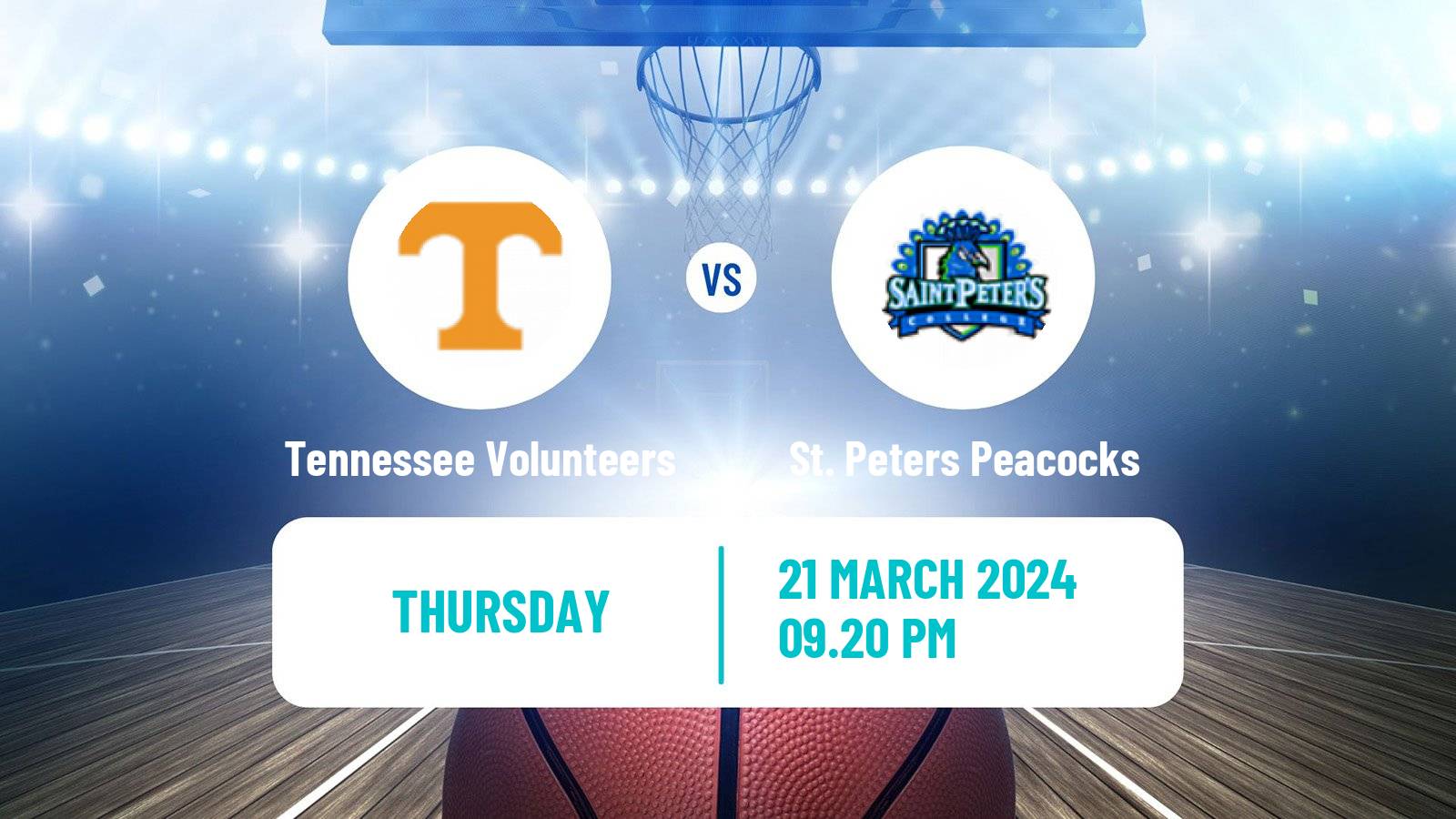 Basketball NCAA College Basketball Tennessee Volunteers - St. Peters Peacocks