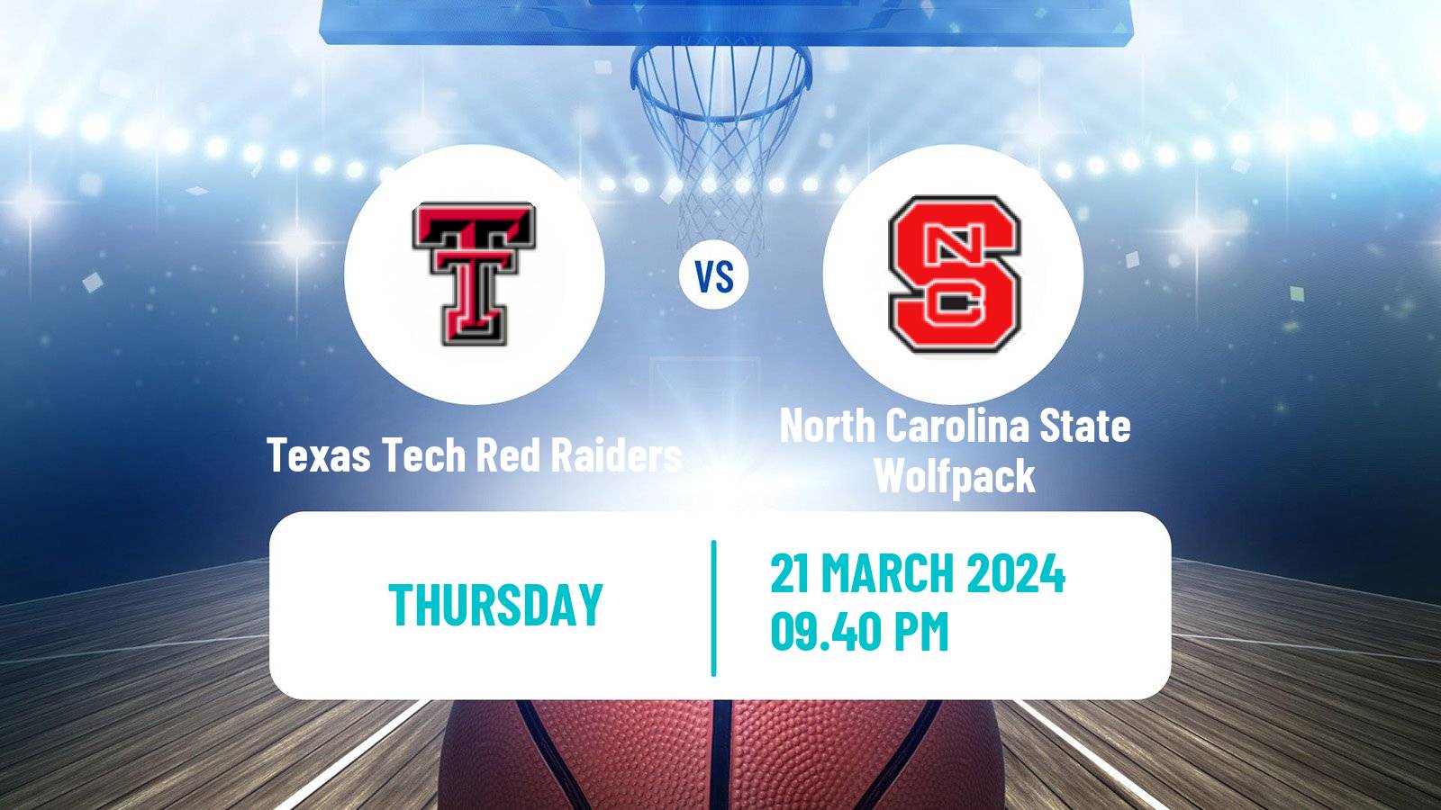 Basketball NCAA College Basketball Texas Tech Red Raiders - North Carolina State Wolfpack